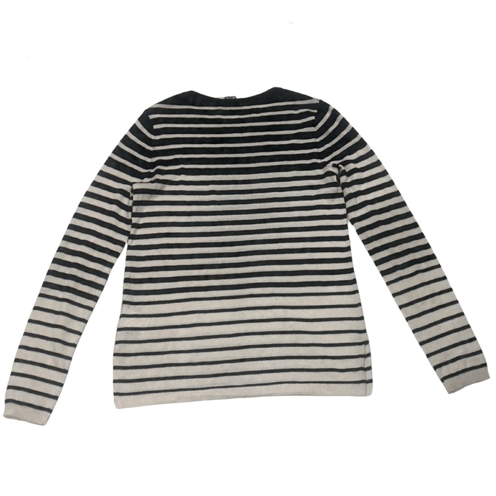 Vince Striped Silk/Cashmere Knit Long Sleeve Sweater Top | Black/White | Size XS - Picture 3 of 5